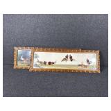 2 Framed Rooster feather art pieces