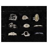 Genuine Black Onyx Ring, Abalone Ring, Silver