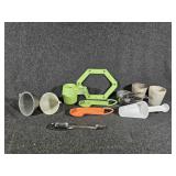 Measuring cups, funnels