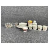 Clear glass creamer & sugar bowl set