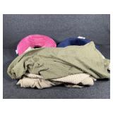 2 Travel pillows. Tan arm coverscouch oe chair