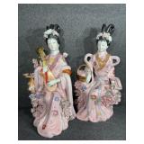 Satsuma style Porcelain Geisha figurines