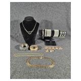 Faux Pearl Bracelets, Rhinestone Necklace with