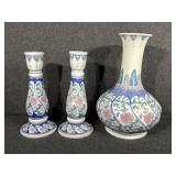 Porcelain vase and candlesticks