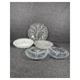 Glass serving platter & assorted Relish trays
