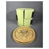 Metal lazy susan with canister set of 4 with lid