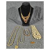 Sterling Bracelet with Orange Gems, Gold Toned