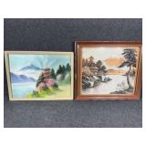 2 framed Japanese Silk pictures