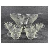 Punch bowl, 8 cups & ladel