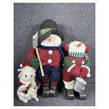 2 Fabric Snowmen. Christmas musical mouse
