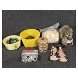 Assorted beads, Yarns