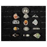 .925 Rings(12), "S" Marked Native American Style