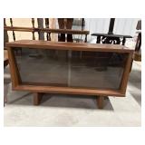 Wooden Cabinet with Glass Shelves