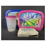 2 childrens metal lap trays & 2qt plastic pitcher