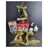 Silverplated.Candelanra, porcelain Snowman candy