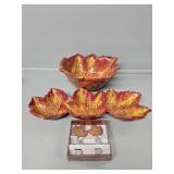 Harvest Orange Leaf Bowl, Divided Dish and