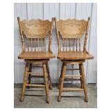 Wooden Swivel Bar Stools(2)