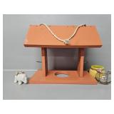 Orange Bird Feeder, Small Yellow Pot, Clear G