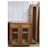 Wooden Cabinet with Tall Attached Cabinet