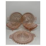 Pink Depression Glass Footed Bowls & Platters