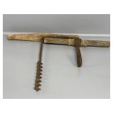 Cast Iron Hay Bale Hook With A Wooden Handle,