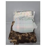 Fleece Tie Blanket, Pastel Blanket, Crochet T