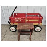 Red Wooden Wagon with Stool