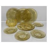 Yellow and Amber Depression Glass