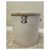 3 Gallon Stoneware Crock Glazed W/Blue 3