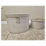 2 Gallon Stoneware Crock & 1 Smaller Crock