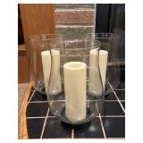 Glass Hurricane Candle Holders W/ Candles
