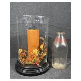 Glass Hurricane Candle Holder W/Base Fall Decor
