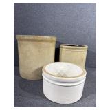 3 Stoneware Crocks Assorted Sizes