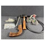 Adjustable Propane Regulator, Rubber Mallet, Saw