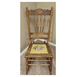 Victorian Oak Pressed-Back Rocking Chair