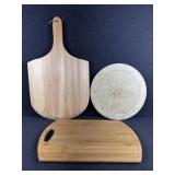 Round Baking Stone, Pizza Peel & Cutting Board