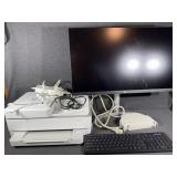 Printer,  LG Monitor, Microsoft Keyboard