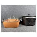 Copper Chef 9.5in Pan, Slow Cooker 3Qt