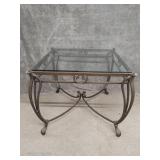Glass & Wrought Iron Side Table