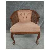 Barrel Back Faux Bamboo & Cane Chair