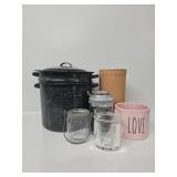 Enamel Coated Pot, Terrecotta Utensil Holder,