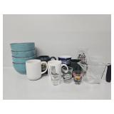 Norfolk Royal Blue Bowls, Assorted Mugs