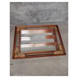 Wooden & Mirror Tiered Wall Shelf