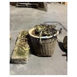 Cement Garden Bed, Wicker Basket Flower Pot