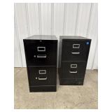 2 Black Metal Filing Cabinets 2 Drawer