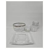 Cut Glass Bowl, Square Glass Plate, Small Bowls