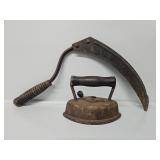 Hand Scythe, Vintage Sad Iron