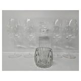 Cut Glass Decanter, 4 Wine Glasses,
