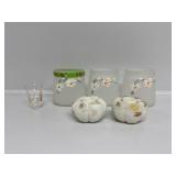 Pumpkin Candle Holders, Deco Glass Jars(3)