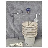 Concrete Garden Planters [4], Iron Wall Sconce